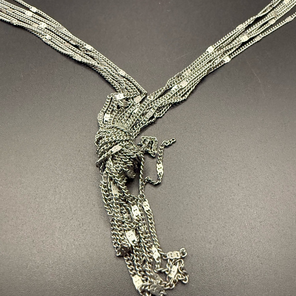 Silver Tone Multi-Strand Necklace Party - Picture 2 of 3